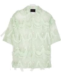 Simone Rocha - Floral-Embroidered Ruffled Tulle Shirt - Lyst