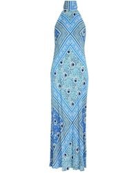 RIXO London - Maura Patterned Halter-Neck Chiffon Midi Dress - Lyst