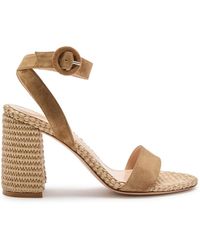 Gianvito Rossi - Luana 90 Raffia And Suede Sandals - Lyst