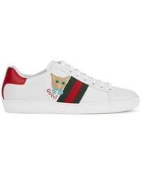 Gucci - New Ace Embroidered Leather Sneakers - Lyst
