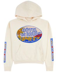 Rhude - Hotel Printed Hooded Cotton Sweatshirt - Lyst