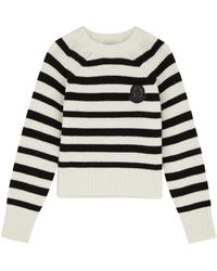 Moncler - Logo Stripe-intarsia Wool Jumper - Lyst