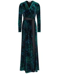 Diane von Furstenberg - Jareth Printed Velvet Maxi Wrap Dress - Lyst