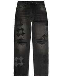 Amiri - Distressed Logo-Appliquéd Straight-Leg Jeans - Lyst