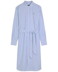 Polo Ralph Lauren - Striped Belted Cotton Midi Shirt Dress - Lyst