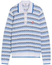 CASABLANCA - Logo-Appliquéd Patterned Cotton-Knit Polo Jumper - Lyst