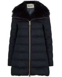 Herno Navy Quilted Silk-blend Coat - Blue