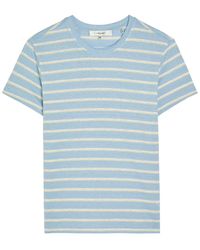 FRAME - The Linen Baby Striped Stretch-Linen T-Shirt - Lyst