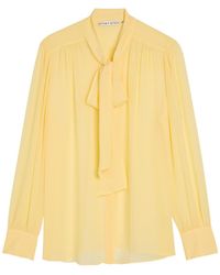 Alice + Olivia - Thayer Tie Neck Georgette Blouse - Lyst