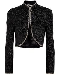 Alice + Olivia - Ilaria Embellished Crepe Cropped Jacket - Lyst
