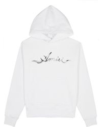 Amiri - Smoke Crystal-embellished Logo Hooded Cotton Sweatshirt - Lyst