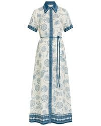 ALÉMAIS - Lucky Printed Linen Midi Shirt Dress - Lyst
