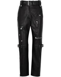 Alexander McQueen Black Slim-leg Leather Trousers