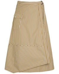 3.1 Phillip Lim - Striped Cotton-Poplin Wrap Midi Skirt - Lyst