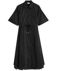 Moncler - Pleated Cotton-Blend Midi Shirt Dress - Lyst