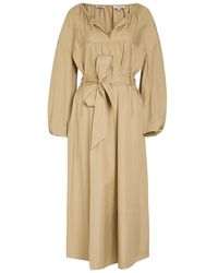 Vince - Belted Cotton-Poplin Midi Dress - Lyst