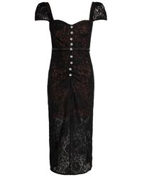 Self-Portrait - Sweetheart-Neck Belted Lace Midi Dress - Lyst