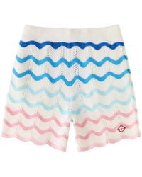 CASABLANCA - Wave-Intarsia Cotton Shorts - Lyst