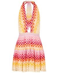 Missoni - Halterneck Metallic Fine-Knit Mini Dress - Lyst