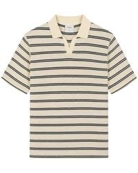 Percival - Striped Textured-Knit Cotton-Blend Polo Shirt - Lyst