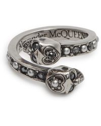 Alexander McQueen - Double Skull Embellished Ring - Lyst