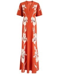 La DoubleJ - Marlene Floral-Pinted Silk-Crepe Maxi Dress - Lyst