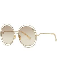 Chloé - Carlina-Tone Round-Frame Sunglasses, Sunglasses, Cream Tips - Lyst