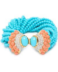 Kenneth Jay Lane - Beaded 22Kt-Plated Bracelet - Lyst