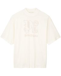 Palm Angels - Logo-embroidered Cotton T-shirt - Lyst