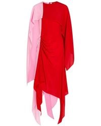 JW Anderson - Cape Draped Silk-Chiffon Midi Dress - Lyst