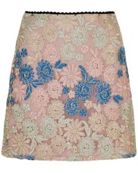 Sister Jane - Artist Embroidered Floral-embroidered Mini Skirt - Lyst
