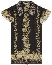 Alice + Olivia - Martel Floral-Print Cotton And Silk-Blend Blouse - Lyst