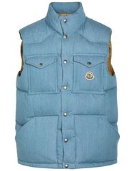 Moncler - Logo-Appliquéd Padded Denim Gilet - Lyst