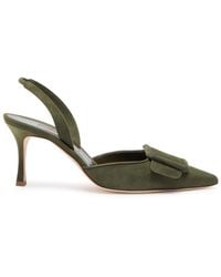 Manolo Blahnik - Maysli 70 Suede Slingback Pumps - Lyst