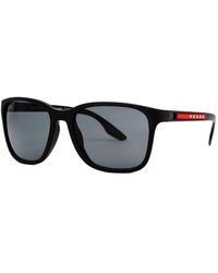 Prada Linea Rossa - Matte Black Square-frame Sunglasses - Lyst