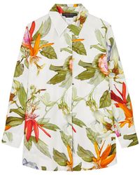 Marina Rinaldi - Appia Floral-print Cotton-poplin Shirt - Lyst