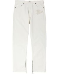 Off-White c/o Virgil Abloh - Off- Logo-embroidered Straight-leg Jeans - Lyst