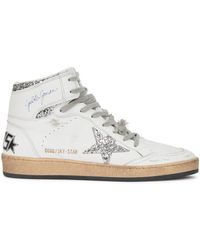 Golden Goose - Sky Star Distressed Leather Hi-top Sneakers - Lyst