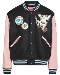 KENZO - Badges Appliquéd Wool Varsity Jacket - Lyst