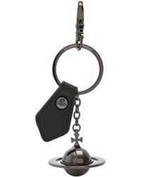 Vivienne Westwood - 3D Orb Gunmetal And Leather Keyring - Lyst