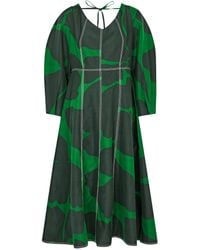 LOVEBIRDS - Moss Printed Silk Midi Dress - Lyst