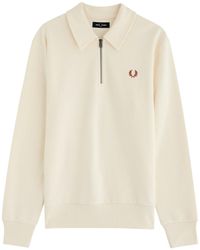 Fred Perry - Logo Half-Zip Cotton Sweatshirt - Lyst