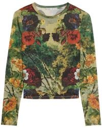 Alice + Olivia - Delaina Floral-Print Mesh Top - Lyst