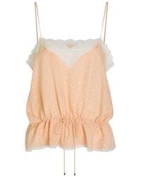 Chloé - Floral-Jacquard Lace-Trim Silk Top - Lyst