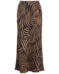 RIXO London - Ardith Tiger-Print Silk Midi Slip Skirt - Lyst