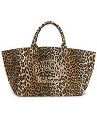 Ganni - Printed Xxl Shopper Canvas Tote Bag - Lyst