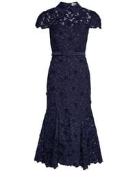 Self-Portrait - Belted Guipure Lace Midi Dress - Lyst