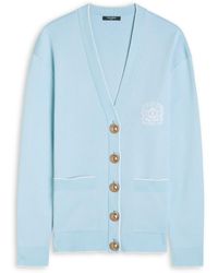 Balmain - Emblem-Embroidered Fine-Knit Cardigan - Lyst