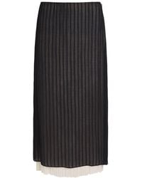 Vince - Layered Striped Plissé Midi Skirt - Lyst