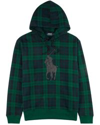 Polo Ralph Lauren - Checked Hooded Cotton-blend Sweatshirt - Lyst